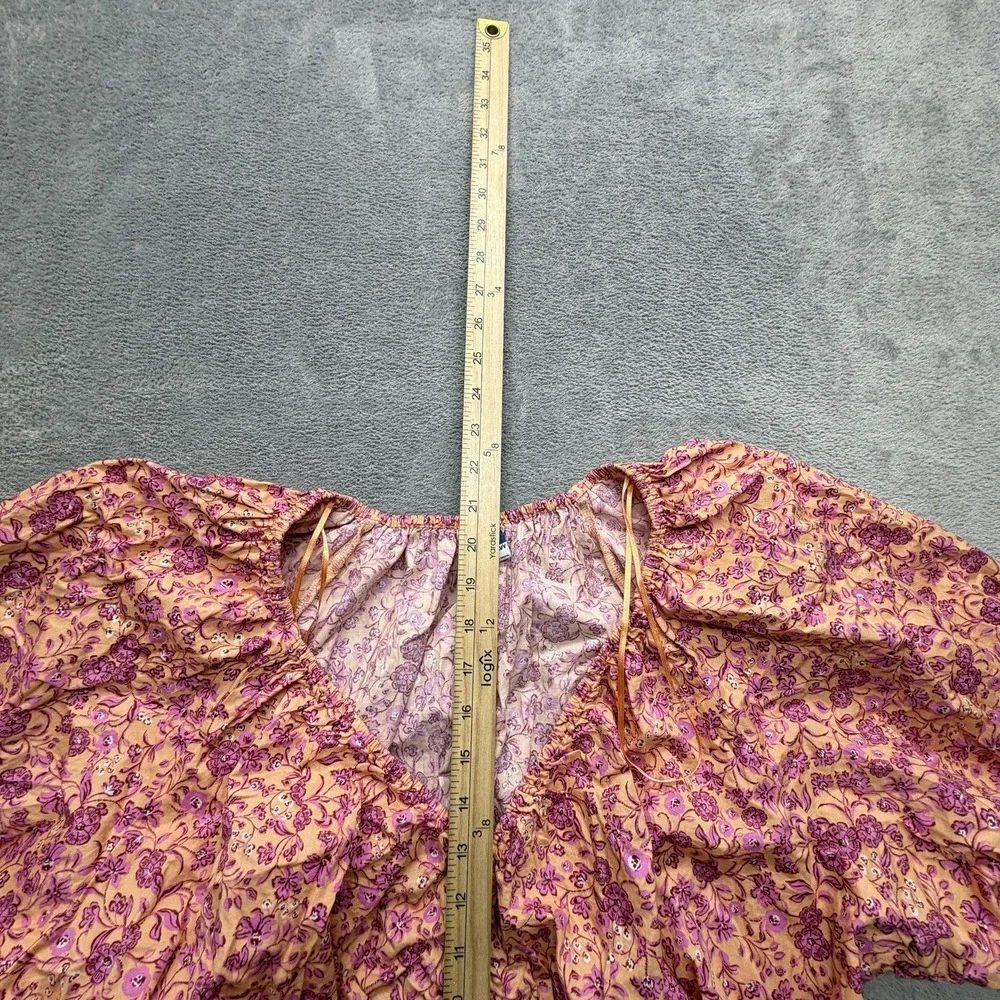 Old Navy Blouse Womens XL Orange Cropped Off Shoulder Puff Sleeve Ruffle